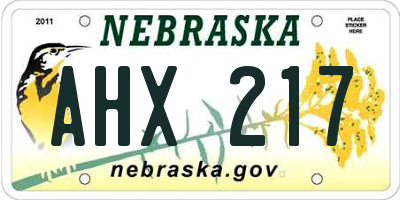 NE license plate AHX217