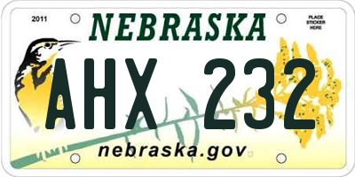 NE license plate AHX232