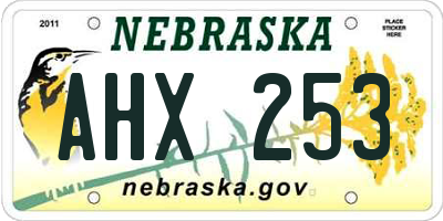NE license plate AHX253