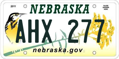 NE license plate AHX277