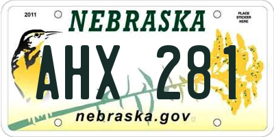 NE license plate AHX281