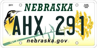 NE license plate AHX291