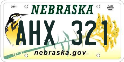 NE license plate AHX321