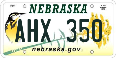 NE license plate AHX350