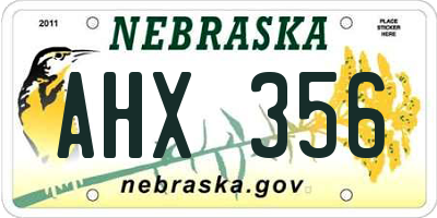 NE license plate AHX356