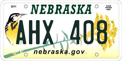 NE license plate AHX408