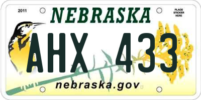NE license plate AHX433