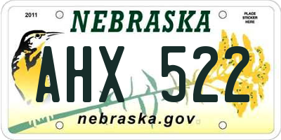 NE license plate AHX522