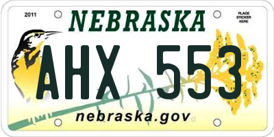 NE license plate AHX553