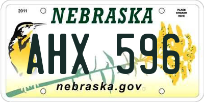 NE license plate AHX596