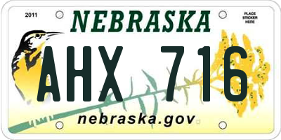 NE license plate AHX716