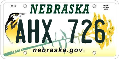 NE license plate AHX726