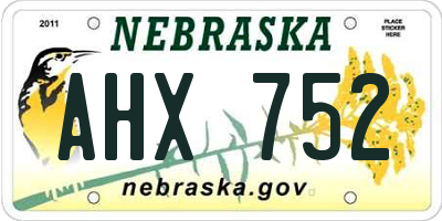 NE license plate AHX752