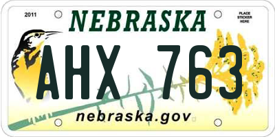 NE license plate AHX763