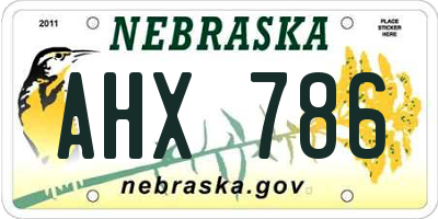 NE license plate AHX786