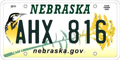 NE license plate AHX816