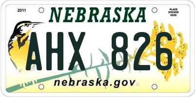 NE license plate AHX826