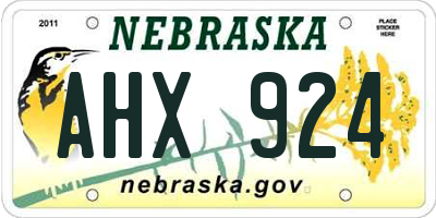 NE license plate AHX924