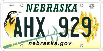 NE license plate AHX929