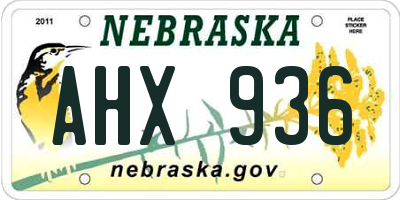 NE license plate AHX936