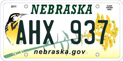 NE license plate AHX937