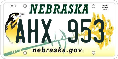 NE license plate AHX953