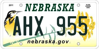 NE license plate AHX955