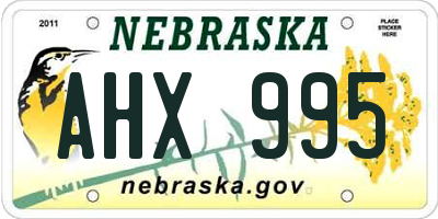 NE license plate AHX995