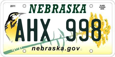 NE license plate AHX998