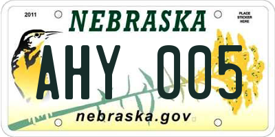 NE license plate AHY005