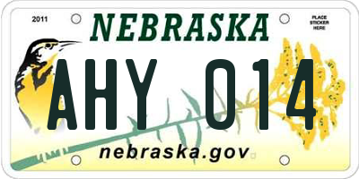 NE license plate AHY014