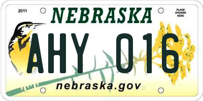 NE license plate AHY016