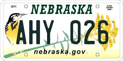 NE license plate AHY026