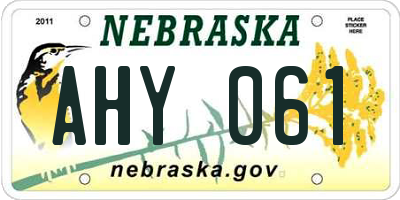 NE license plate AHY061
