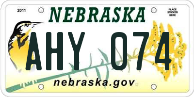 NE license plate AHY074