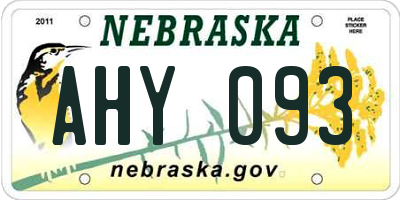 NE license plate AHY093