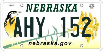 NE license plate AHY152
