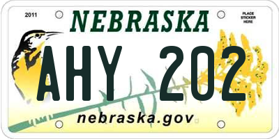 NE license plate AHY202