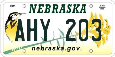 NE license plate AHY203
