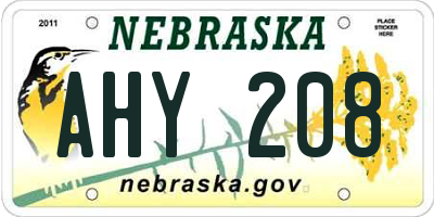 NE license plate AHY208