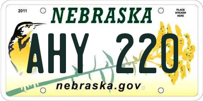 NE license plate AHY220