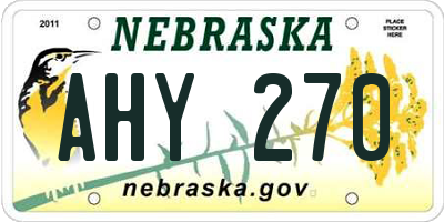 NE license plate AHY270