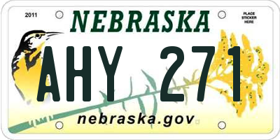 NE license plate AHY271