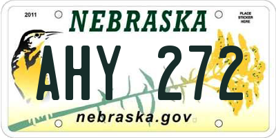 NE license plate AHY272