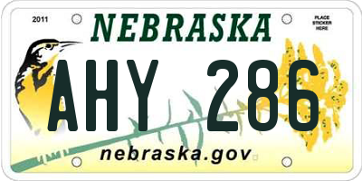 NE license plate AHY286