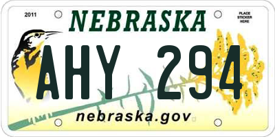 NE license plate AHY294