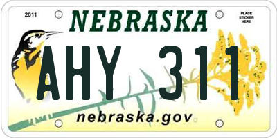 NE license plate AHY311