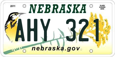 NE license plate AHY321