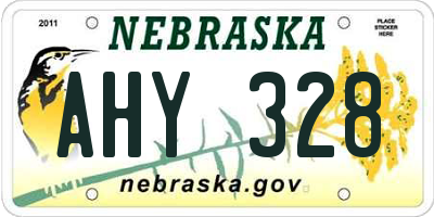 NE license plate AHY328