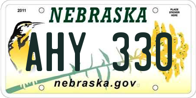 NE license plate AHY330